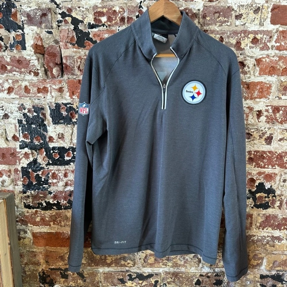 Nike Pittsburg Steelers Gray 1/4 zip Lightweight Pullover Mens Medium